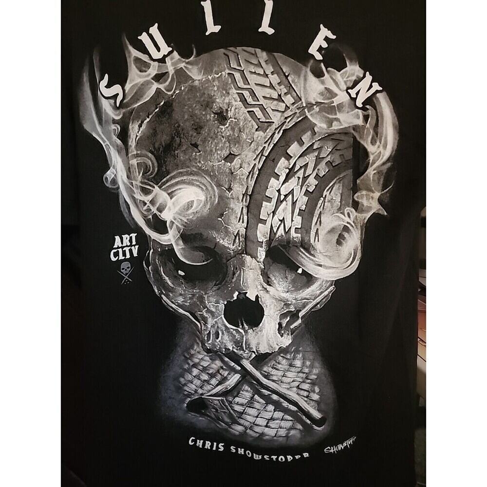Sullen‎ Art Collective Skull Grunge Graphic T-Shirt Medium NWT CR6 Skull Black